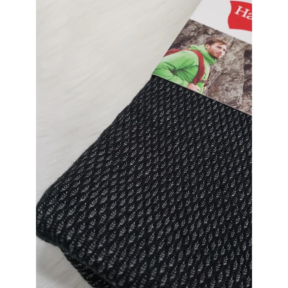 NEW Hanes Men's Thermal Crew long sleeve SHIRT Warmer Reversible Black Large